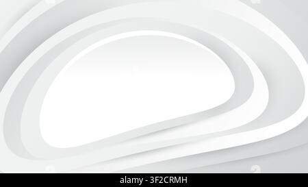Clean minimalist overlapping oval white background with soft gradient and shadow, modern 3d paper-cut or layered. Ideal for professional presentations Stock Vector