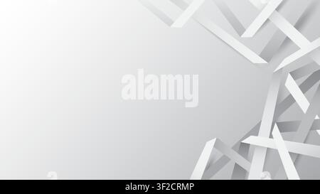 Clean minimalist interwoven ribbons white background with soft gradient and shadow, modern 3d paper-cut or layered. Ideal for professional presentatio Stock Vector