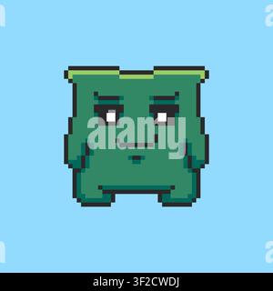 Pixel art Green Monster Character game asset design Stock Vector