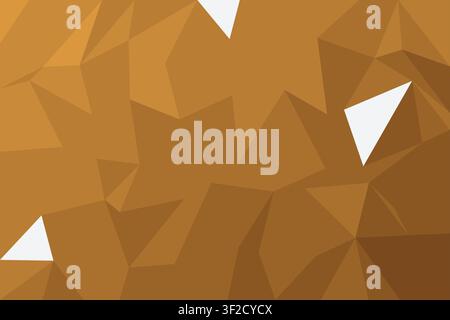 This vector illustration shows a full-frame triangulated mesh. It features flat shaded triangles resembling a cut gemstone surface in shades of orange Stock Vector