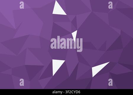 A full-frame background with a mesh of flat shaded triangles. The shapes resemble facets of a cut gemstone, designed in shades of purple and white. Stock Vector