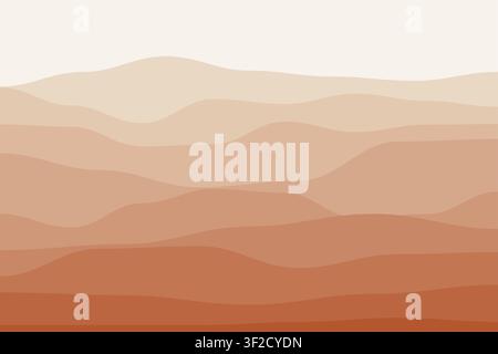 This design features stacked horizontal wave bands in flat colors, resembling terraced landscapes. The contours demonstrate a gradual shift in tones, Stock Vector