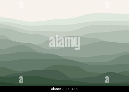 This artwork features stacked horizontal wave bands in flat colors resembling terraced landscape contours. The design offers a smooth transition of co Stock Vector