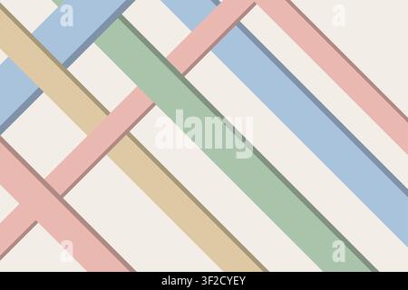 Wide flat ribbons weave over and under each other at 45 degrees to create a geometric background with visible layering. This design features dynamic d Stock Vector