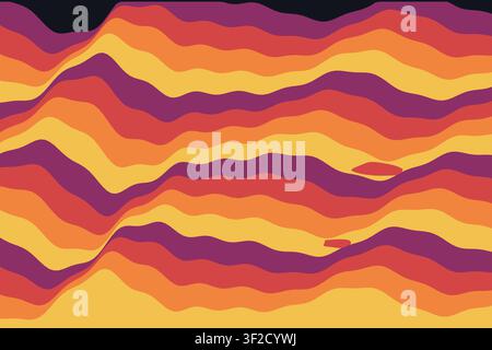 The composition shows horizontal bands that ripple and fold like marbled ink. The design features vibrant, saturated colors and creates a fluid effect Stock Vector