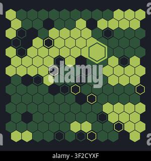 A honeycomb grid made of hexagons in two colors. Some hexagons are outlined, creating an organic cluster effect. The design can be used for various ba Stock Vector