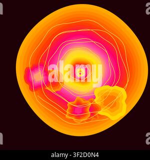 A bold psychedelic swirl with concentric circles. Vibrant rainbow colors melt into liquid shapes, creating a hypnotic and trippy visual effect. Stock Vector