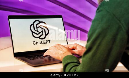 Concept of using Chat GPT artificial intelligence technologies Stock Photo