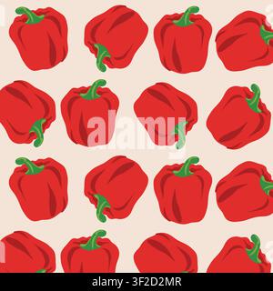 A seamless pattern of red bell pepper isolated on a white background. vector illustration. EPS format, Vector seamless pattern with bell pepper. Stock Vector