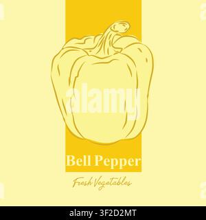 Yellow bell pepper Labels with Hand-Drawn Style, Packaging Design with Fruit Icons and Text, Minimal and Colorful label design, label sticker design Stock Vector