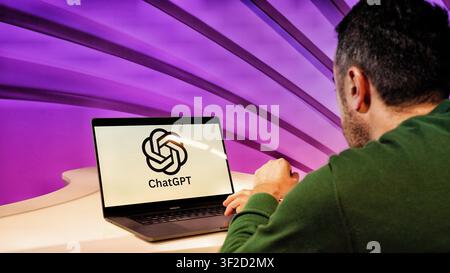 Concept of using Chat GPT AI technologies Stock Photo