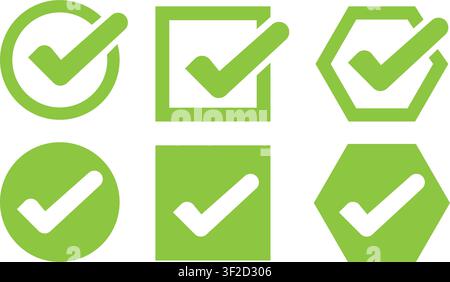 check mark icon, colorful Check mark, A simple Stylized collection of flat vector elements in green, outline drawing for Check mark, design, Check Stock Vector