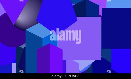 abstract background with flat and 3d figures Stock Photo