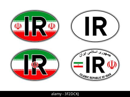 Iran, oval international vehicle registration code license plate car sticker, vector illustration Stock Vector