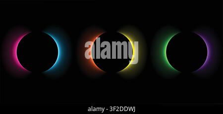 Futuristic Eclipsed Circle with blue lights Template Geometric eclipse-inspired vector featuring clean circular elements and glowing effects Stock Vector
