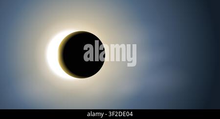Futuristic Eclipsed Circle with blue lights Template Geometric eclipse-inspired vector featuring clean circular elements and glowing effects Stock Vector