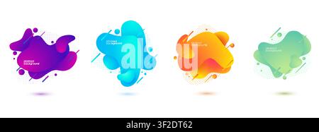 Gradient Abstract Banners with Flowing Liquid Shapes. Template For The Design of A Logo, Flyer Or Presentation, Vector Illustration Stock Vector