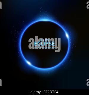 Blue Eclipse Isolated on Dark Background, Vector Illustration Stock Vector