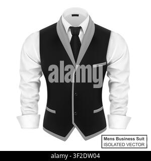 Mens Business Suit with Black Tie, Vector Illustration Stock Vector