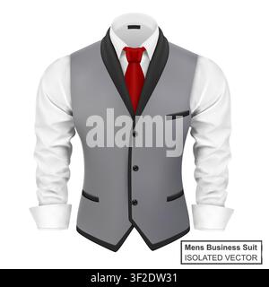 Mens Business Suit with Black Tie, Vector Illustration Stock Vector