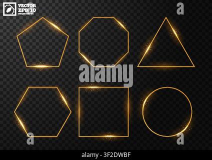 Glowing Polygon Sets, on A Transparent Background, Vector Illustration Stock Vector