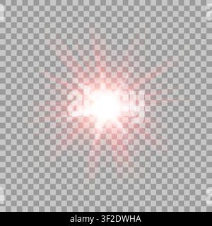 Abstract Red Rays Shine. Isolated on Transparent Background, Vector Illustration Stock Vector