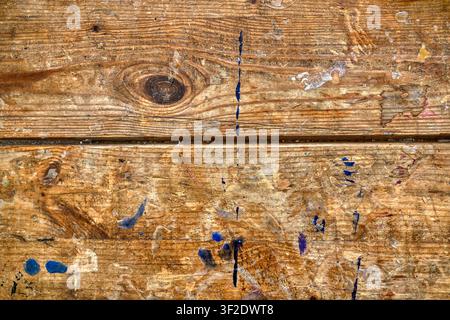 Weathered wooden work bench surface for abstract background texture Stock Photo