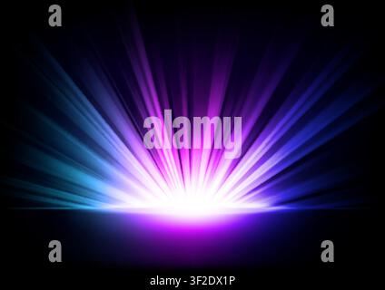 Multicolor Rays Rising on Dark Background, Vector Illustration Stock Vector