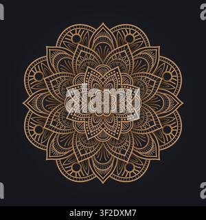Circular Pattern of Mandala, Golden Arabesque Pattern, Vector Illustration Stock Vector