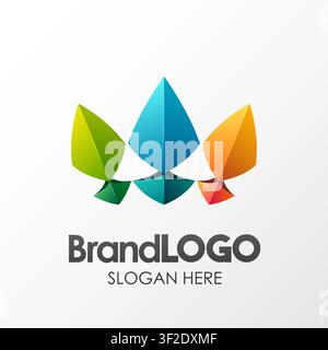 Brand Logo Template, 3D Shape Low Poly, Suitable For Business Company Visual Identity, Vector Illustration Stock Vector