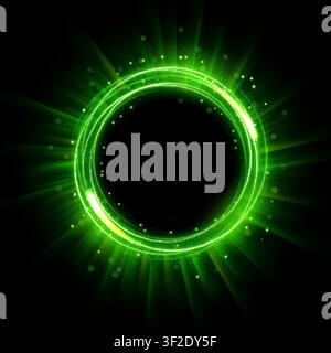 Abstract Glowing Circle, Elegant Illuminated Light Ring, Vector Illustration Stock Vector