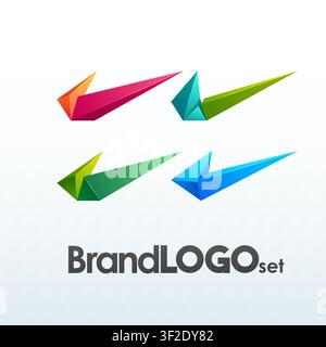 Brand Logo Check Mark Template, 3D Shape Low Poly, Suitable For Business Company Visual Identity, Vector Illustration Stock Vector