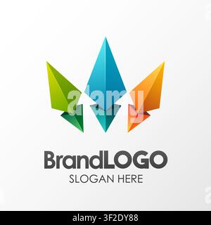 Brand Logo Template, 3D Shape Low Poly, Suitable For Business Company Visual Identity, Vector Illustration Stock Vector
