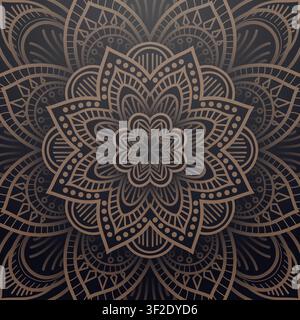Circular Pattern of Mandala, Golden Arabesque Pattern, Vector Illustration Stock Vector