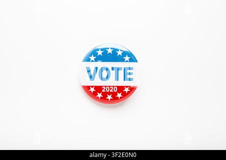 Vote button in red, white, and blue colors with stars isolated Stock Photo