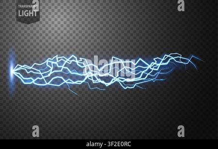 Blue Lightning Flash Bolt, Thunderstorm Effect, Electrical Concepton Tranasparent Background, Vector Illustration Stock Vector