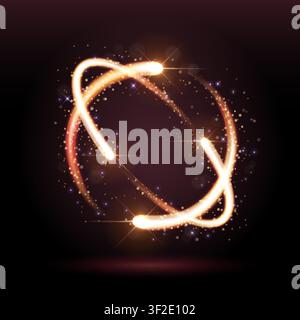 Abstract Gold Circle Trail, Circular Glowing Sparks, Vector Illustration Stock Vector