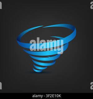 Hurricane Blue Ribbon, Suitable For Weather Concepts, Brand Logos Or Others. Isolated on Dark Background. Vector, Vector Illustration Stock Vector