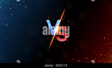Versus Banner with Fire Sparkling, Isolated on Red and Blue Background, Easy to Edit, Vector Illustration Stock Vector