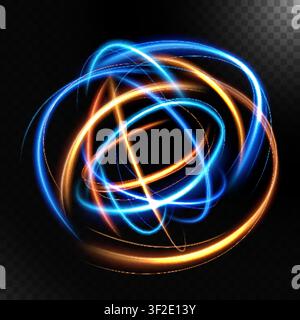 Abstract Colorful Luminous Swirling, Isolated on Dark Background, Vector Illustration Stock Vector