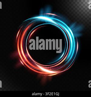 Abstract Colorful Luminous Swirling, Isolated on Dark Background, Vector Illustration Stock Vector