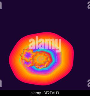 This artwork features a vibrant spiral pattern with multiple layers of color. The design showcases swirls and curves against a dark backdrop, enhancin Stock Vector
