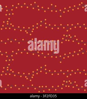 Christmas Lights Seamless Pattern with Glowing Garlands Festive Holiday Background for Paper Textiles Stock Vector