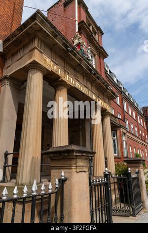 Former Salford Royal Hospital building on Chapel Street in the city of Salford, Greater Manchester, England. Stock Photo