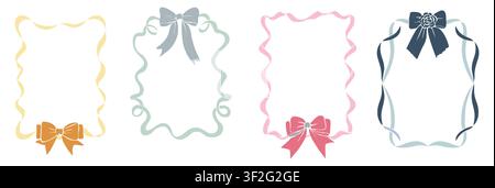Four elegant frames with bows and ribbons. Stock Vector