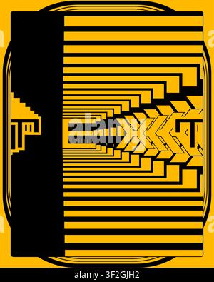 Contemporary Art Deco Abstract Poster Yellow Black Decorative Geometry Print Stock Vector