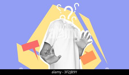 Unrecognizable Person Gesturing With Hands, No Face, Empty Space, Concept Of Uncertainty Stock Photo