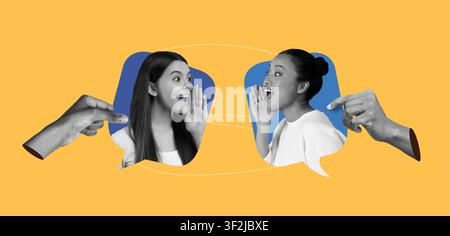 Two Happy Women Communicating Energetically, Sharing Ideas, Office Setting, Business Concept Stock Photo