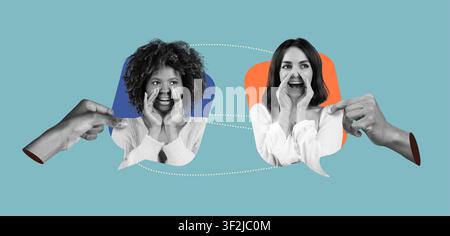 Two Women Engaging In Excited Conversation, Office Setting, Communication Concept Stock Photo
