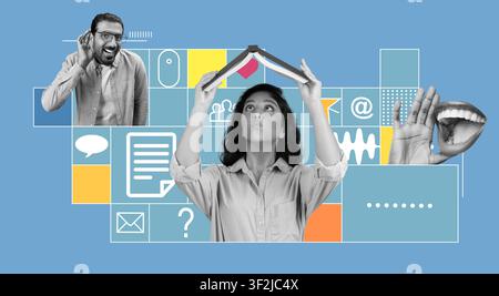 Young Female Asian Student Reading Book While Thinking, Study Concept Stock Photo